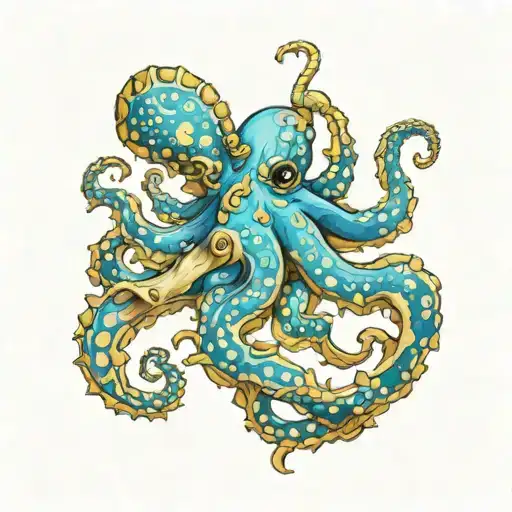 blue ringed octopus and Poseidon  tattoo design idea