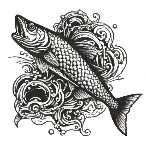salmon jumping tattoo design idea