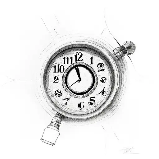 baby foot mark in shading with an analog clock showing time of birth 4.03 pm, it also has a river flowing  tattoo design idea