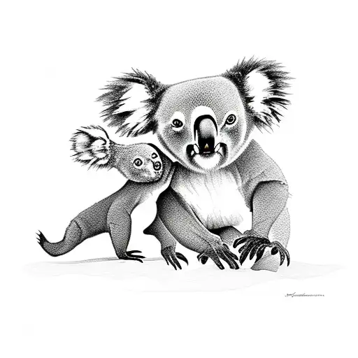 Mum and baby koala tattoo design idea