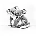Mum and baby koala tattoo design idea