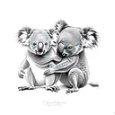 Mum and baby koala tattoo design idea