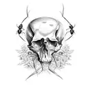skull with botanic and insects and spider tattoo design idea