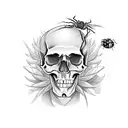 skull with botanic and insects and spider tattoo design idea