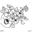 Honeysuckle flower with leaves and stem tattoo design idea