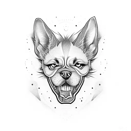 angry dog bones tattoo design idea