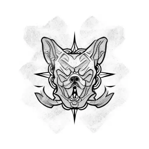 angry dog bones tattoo design idea