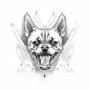 angry dog bones tattoo design idea