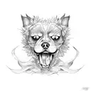 angry dog bones tattoo design idea