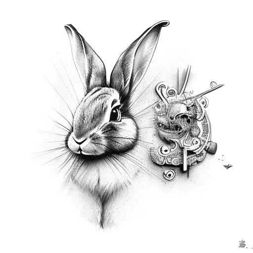 rabbit skull tattoo design idea