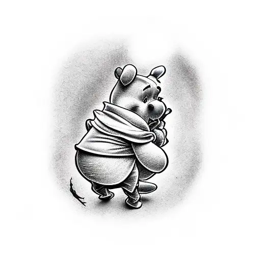 winnie the pooh the fighter tattoo design idea