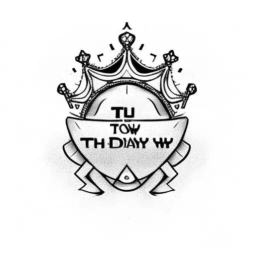 crown containing text "today's a new day, throw your broken crown away" with semicolon for apostrophe  tattoo design idea