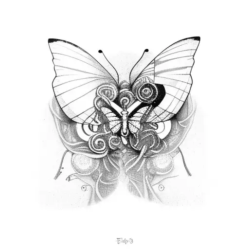 butterfly behind ear tattoo design idea