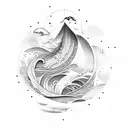 Tsunami in a golden ratio  tattoo design idea