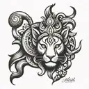 MAHESH NAME WITH LEO SIGN AND GOD SHIVA IN ONE TATTOO tattoo design idea