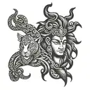 MAHESH NAME WITH LEO SIGN AND GOD SHIVA IN ONE TATTOO tattoo design idea