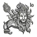 MAHESH NAME WITH LEO SIGN AND GOD SHIVA IN ONE TATTOO tattoo design idea