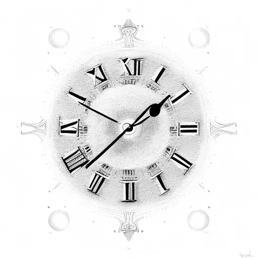 roman numeral clock with "right now the best" instead of numerals tattoo design idea