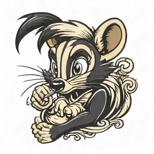 Pepe le pew with middle finger tattoo tattoo design idea