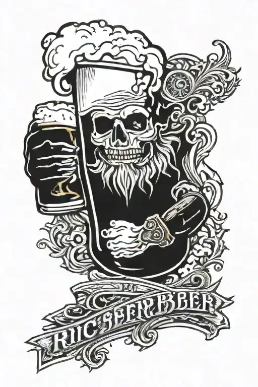 Ric I Morti drink beer tattoo design idea