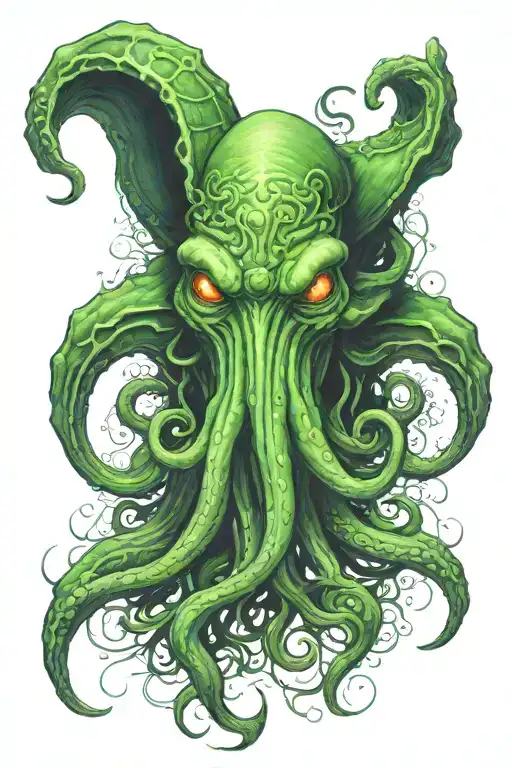 Cthulhu with eyes surrounded tattoo design idea