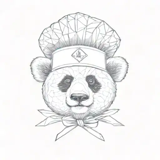 a panda bear in a chef's hat tattoo design idea