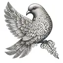 A touching memorial tattoo featuring a serene dove surrounded by delicate dotwork patterns, symbolizing the eternal love and connection between sisters tattoo design idea