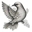 A touching memorial tattoo featuring a serene dove surrounded by delicate dotwork patterns, symbolizing the eternal love and connection between sisters tattoo design idea