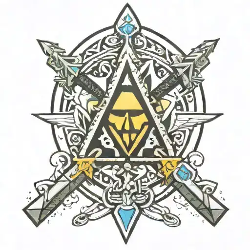Zelda triforce and master sword  tattoo design idea