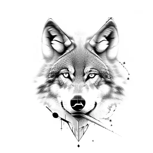 Musical notes forming the silhouette of a wolf tattoo design idea