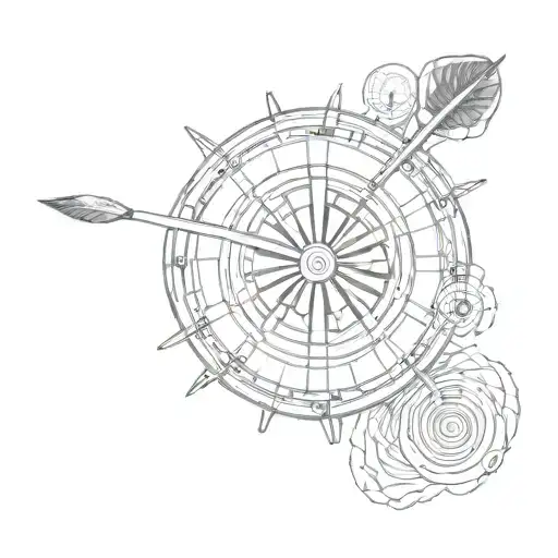 dart board with 3 darts in bullseye tattoo design idea