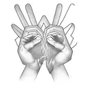 A blackwork tattoo of a pair of hands reaching out to help, symbolizing the client's love for charity work tattoo design idea