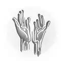 A blackwork tattoo of a pair of hands reaching out to help, symbolizing the client's love for charity work tattoo design idea