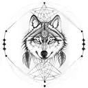 pentacle wolf feather dreamcatcher momento mori tattoo design idea