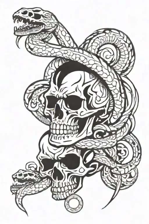 with snake and skull tattoo design idea