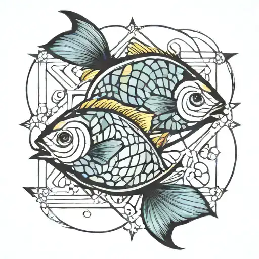 geometric pisces tattoo design idea