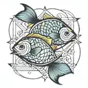 geometric pisces tattoo design idea