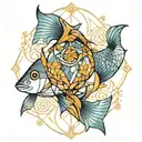 geometric pisces tattoo design idea