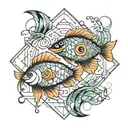 geometric pisces tattoo design idea