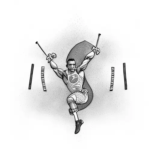 Pole vault heartbeat: Design a tattoo that features a heartbeat line with a pole vaulter silhouette incorporated within  tattoo design idea