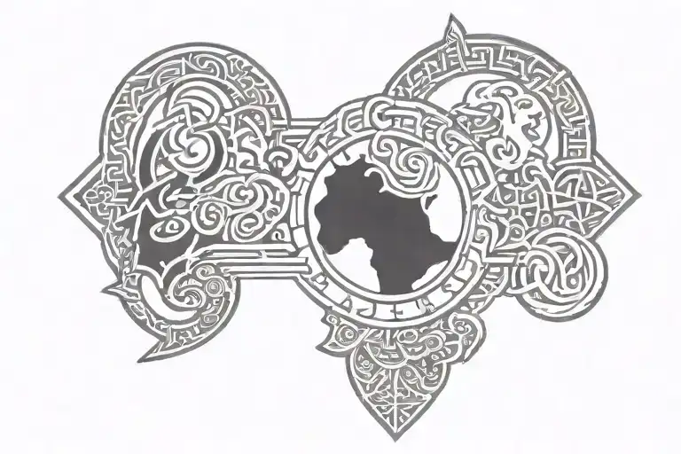 Viking icon marking all the places tattoo design idea