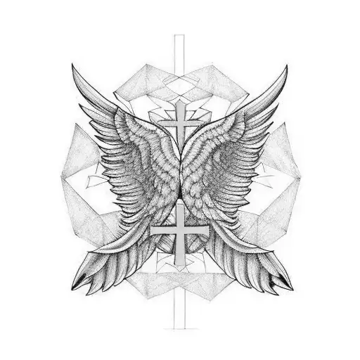cross with wings tattoo design idea