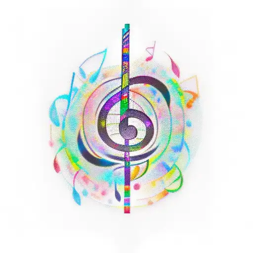 A tattoo of a music note made up of movie reels and video game controllers tattoo design idea