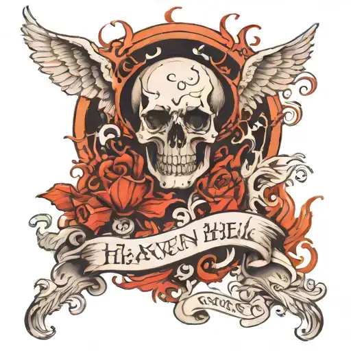 heaven vs hell tattoo design idea