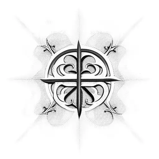 Lace Christian cross of Gothic style tattoo design idea
