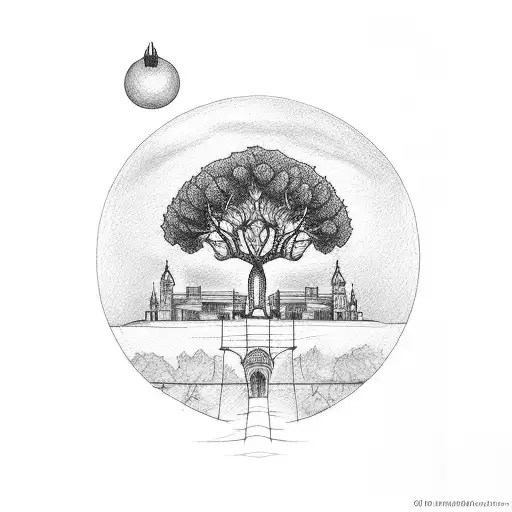 Valencia's iconic Torres de Serrano with an orange tree tattoo design idea