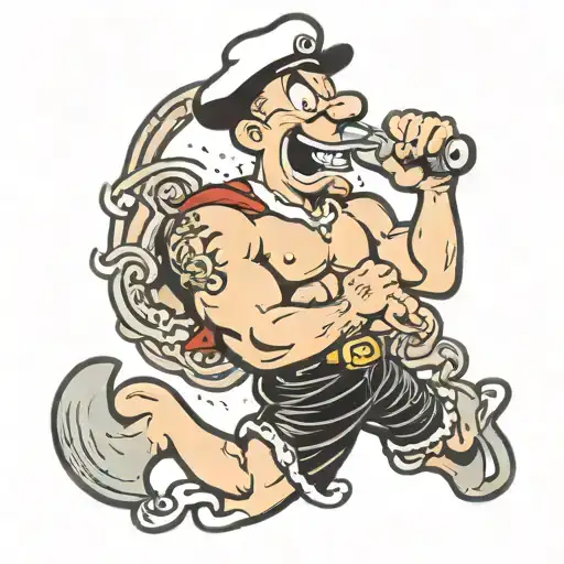Popeye holding a wrench  tattoo design idea