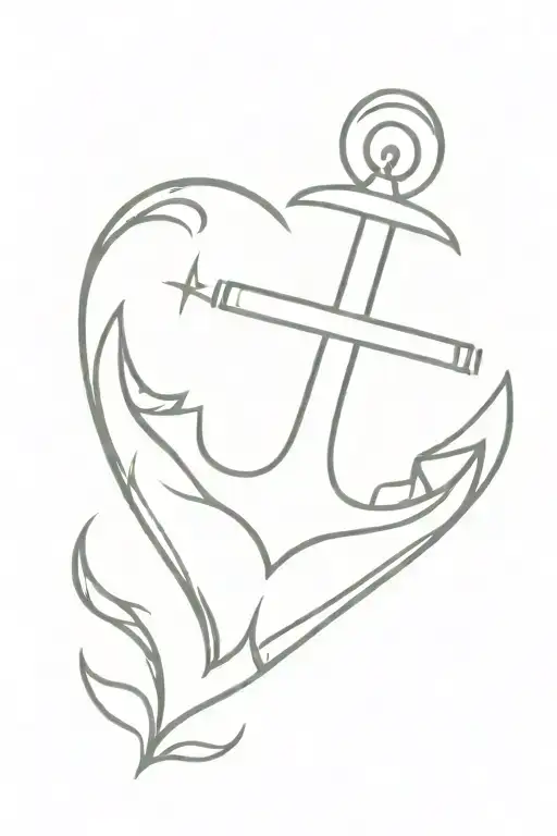A minimalist anchor with a heart at the center representing your passion for love and your favorite anchor with a crown design tattoo design idea