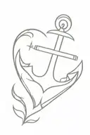 A minimalist anchor with a heart at the center representing your passion for love and your favorite anchor with a crown design tattoo design idea