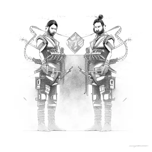 two karare fighters, fighting in the dark with acrobatic movements  tattoo design idea